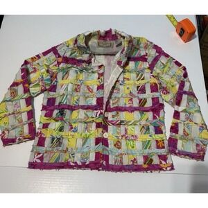 Vintage 80s 90s  Muslin Mink Shaggy Patchwork Jacket Bohemian Petite